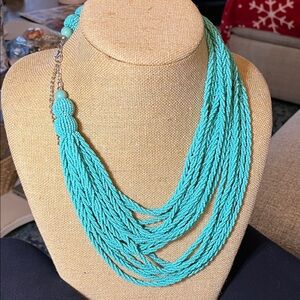 Vintage 16 Strand Faux Turquoise Beaded Necklace